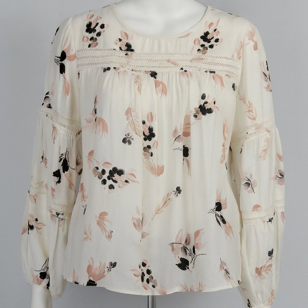 NEW Frazzle Blouse Top XL BOHO Peasant Flowy Floral Cottagecore balloon slv NWT